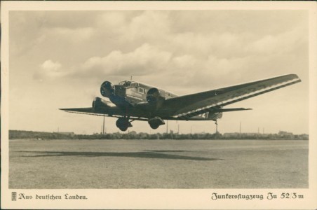 Alte Ansichtskarte Aus deutschen Landen, Junkers Ju 52/3 m landet