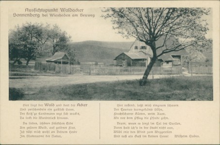 Alte Ansichtskarte Wiesbaden-Sonnenberg, Aussichtspunkt Waldacker, Sonnenberg bei Wiesbaden am Heuweg