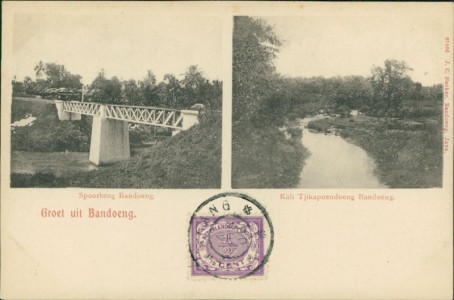 Alte Ansichtskarte Indonesien / Indonesia, Groet uit Bandoeng. Spoorbrug Bandoeng. Kali Tjikapoendoeng Bandoeng