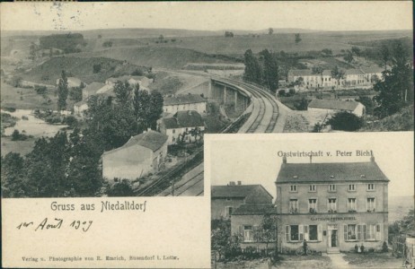 Alte Ansichtskarte Niedaltdorf (Rehlingen-Siersburg), Total, Gastwirtschaft v. Peter Biehl