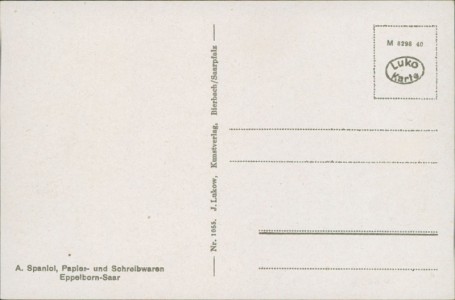 Adressseite der Ansichtskarte Eppelborn, Rathaus, Schule, Illtal, Teilansicht