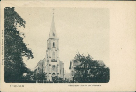 Alte Ansichtskarte Bad Arolsen, Katholische Kirche und Pfarrhaus