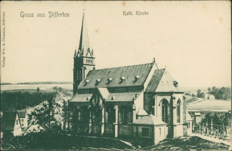 Alte Ansichtskarte Wadgassen-Differten, Kath. Kirche