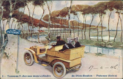 Alte Ansichtskarte De Dion-Bouton - Puteaux (Seine), Tonneau 8 chevaux monocylindre / Automobil mit Passagieraufbau