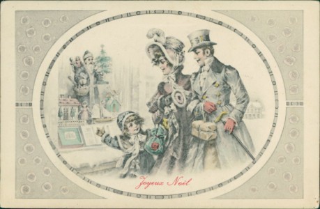 Alte Ansichtskarte Joyeux Noël / Frohe Weihnachten, Weihnachtsmann im Schaufenster