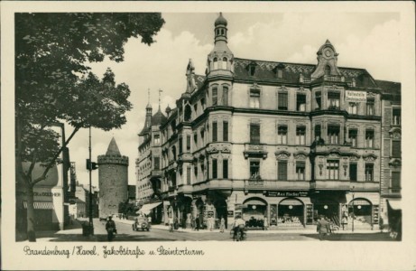 Alte Ansichtskarte Brandenburg an der Havel, Jakobstraße u. Steintorturm