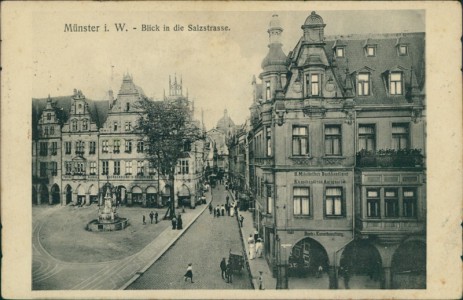Alte Ansichtskarte Münster, Blick in die Salzstrasse (SCHLECHTE ERHALTUNG)