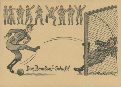 Alte Ansichtskarte Der "Bomben"-Schuß, Zeichnung A. Werner, Entnommen aus "Soldatenblätter für Feier und Freizeit"