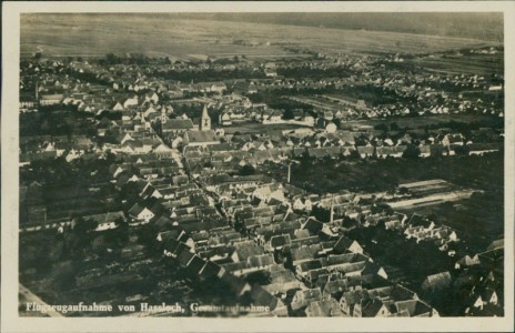 Alte Ansichtskarte Haßloch, Flugzeugaufnahme