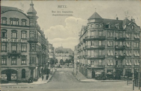 Alte Ansichtskarte Metz, Rue des Augustins, Augustinerstrasse (PLI D'ANGLE)