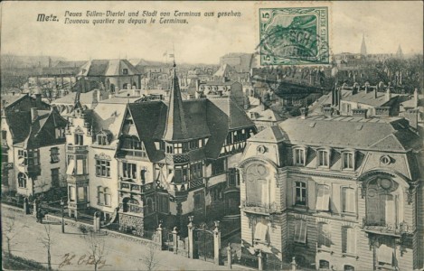 Alte Ansichtskarte Metz, Neues Villen-Viertel und Stadt von Terminus aus gesehen, Nouveau quartier vu depuis le Terminus