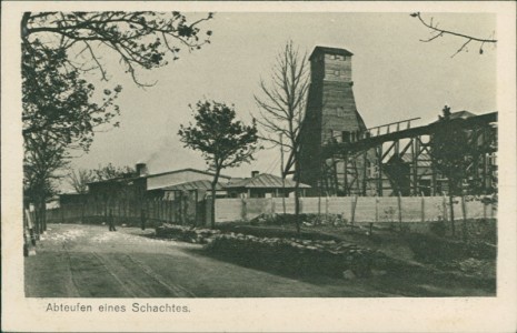 Alte Ansichtskarte Unser Oberschlesien, Die Grube. Abteufen eines Schachtes