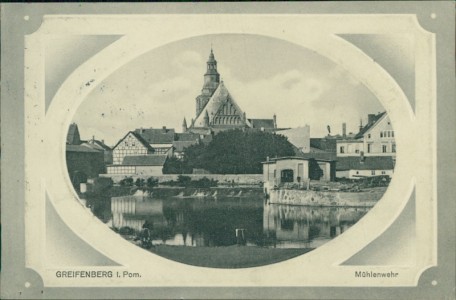 Alte Ansichtskarte Greifenberg / Gryfice, Mühlenwehr