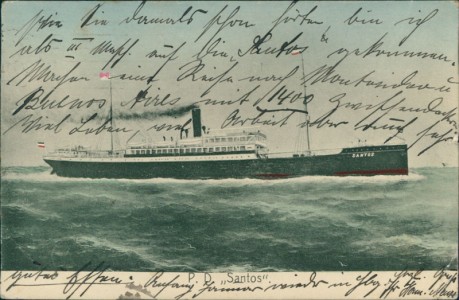 Alte Ansichtskarte P. D. Santos, Dampfer, Dampfschiff, steamboat, steamer