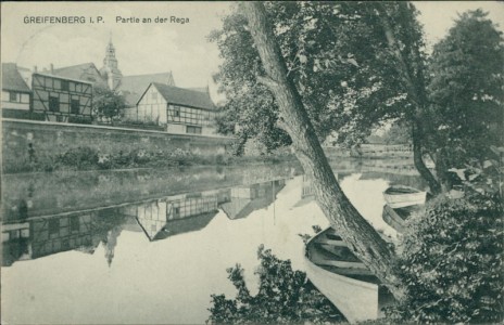 Alte Ansichtskarte Greifenberg / Gryfice, Partie an der Rega