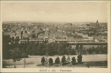 Alte Ansichtskarte Esch-sur-Alzette, Panorama mit Bahnhof