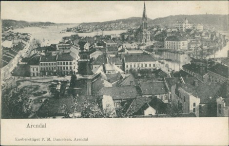 Alte Ansichtskarte Arendal, Gesamtansicht