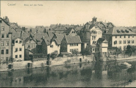 Alte Ansichtskarte Kassel, Blick auf die Fulda