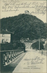 Alte Ansichtskarte Waldkirch, Elzbrücke mit Kastelburg