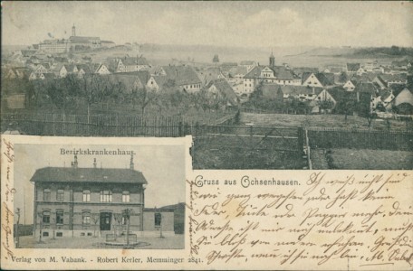 Alte Ansichtskarte Ochsenhausen, Gesamtansicht, Bezirkskrankenhaus