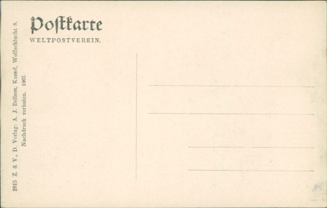 Adressseite der Ansichtskarte Kassel, Kaiserl. Ober-Postdirektion