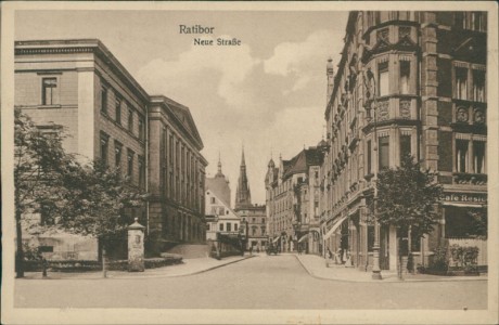 Alte Ansichtskarte Ratibor / Racibórz, Neue Straße