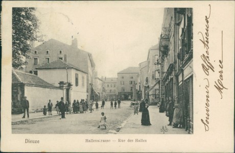 Alte Ansichtskarte Dieuze, Hallenstrasse - Rue des Halles