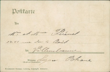 Adressseite der Ansichtskarte Frankenthal (Pfalz), Bahnhof, Gleisansicht, Frontansicht