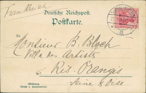 Adressseite der Ansichtskarte Markneukirchen, Gesamtansicht