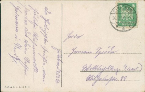 Adressseite der Ansichtskarte Eisleben, Gruss vom Eisleber Wiesenmarkt (handschriftlich). Riesen Dame, Südsee-Insulaner