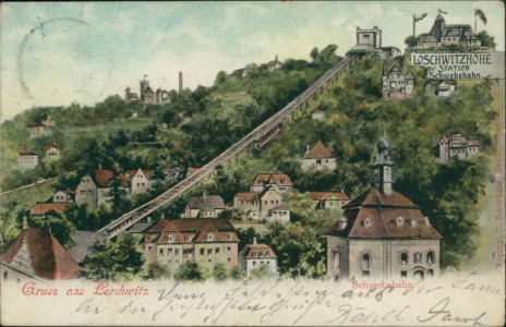 Alte Ansichtskarte Dresden-Loschwitz, Schwebebahn, Loschwitzhöhe Station Schwebebahn