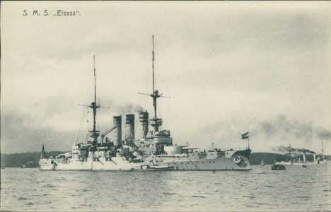 Alte Ansichtskarte SMS Elsass, Linienschiff der Kaiserlichen Marine