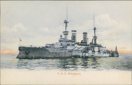 Alte Ansichtskarte SMS Wittelsbach, Linienschiff der Kaiserlichen Marine