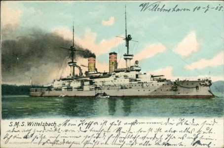 Alte Ansichtskarte SMS Wittelsbach, Linienschiff der Kaiserlichen Marine
