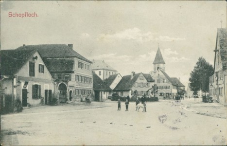Alte Ansichtskarte Schopfloch (Mittelfranken), Teilansicht mit Kirche