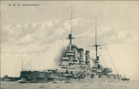Alte Ansichtskarte SMS Deutschland, Linienschiff der Kaiserlichen Marine
