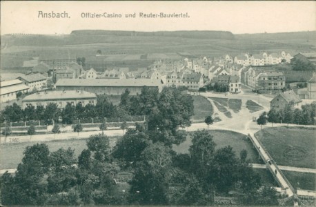 Alte Ansichtskarte Ansbach, Offizier-Casino und Reuter-Bauviertel