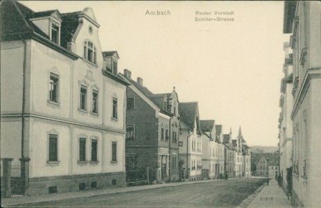 Alte Ansichtskarte Ansbach, Reuter Vorstadt, Schiller-Strasse