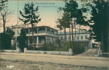 Alte Ansichtskarte Timmendorfer Strand, H. Hüttmann's Hotel (PAPIERABSCHÜRFUNGEN UNTEN LINKS)