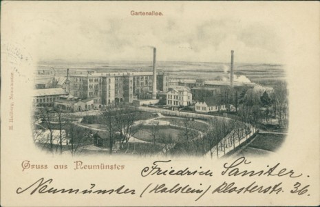 Alte Ansichtskarte Neumünster, Gartenallee