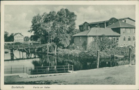 Alte Ansichtskarte Buxtehude, Partie am Hafen