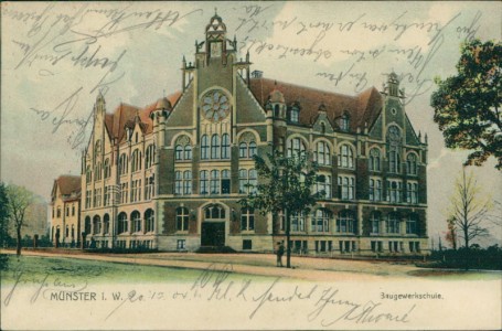 Alte Ansichtskarte Münster, Baugewerkschule
