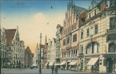 Alte Ansichtskarte Münster, Drubbel und Roggenmarkt