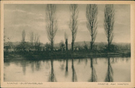 Alte Ansichtskarte Ginsheim-Gustavsburg, Partie am Hafen