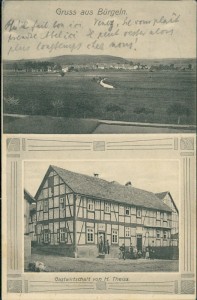 Alte Ansichtskarte Bürgeln (Cölbe), Total, Gastwirtschaft von H. Theiss