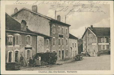 Alte Ansichtskarte Val-et-Châtillon, Marktplatz