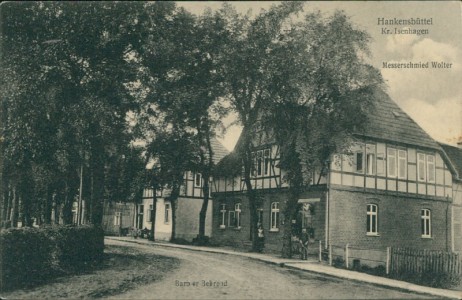 Alte Ansichtskarte Hankensbüttel, Messerschmied Wolter, Barbier Behrend