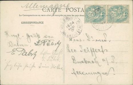 Adressseite der Ansichtskarte Villerupt, Rue Carnot