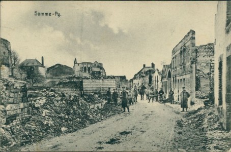 Alte Ansichtskarte Sommepy-Tahure, Kriegszerstörungen