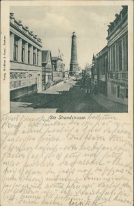Alte Ansichtskarte Borkum, Die Strandstrasse mit Leuchtturm
